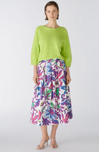 White Violet Floral Cotton Midi Skirt