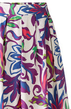 White Violet Floral Cotton Midi Skirt