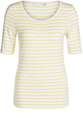 White Yellow Striped Jersey T Shirt