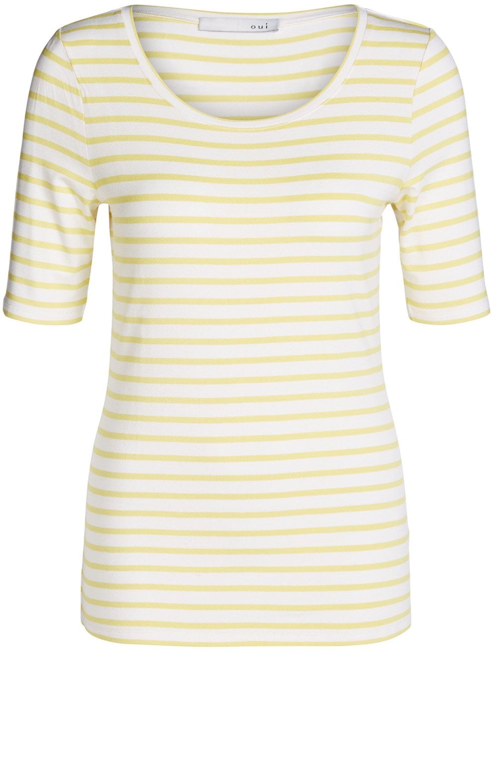 White Yellow Striped Jersey T Shirt