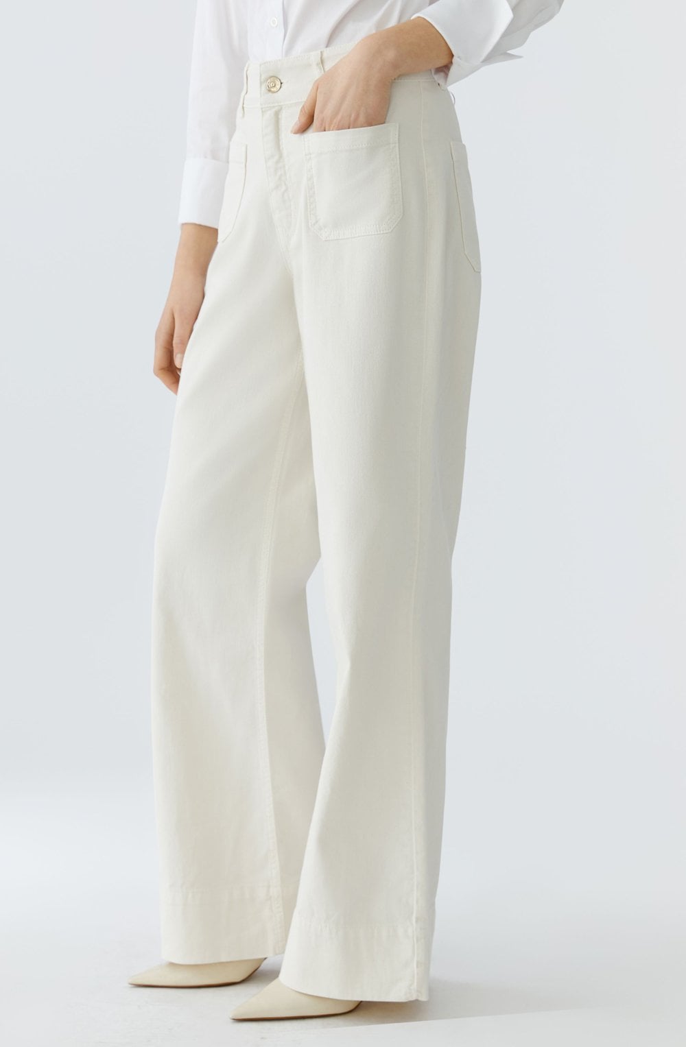 Whitecap Grey Cream High Waist Wide Leg Jeans