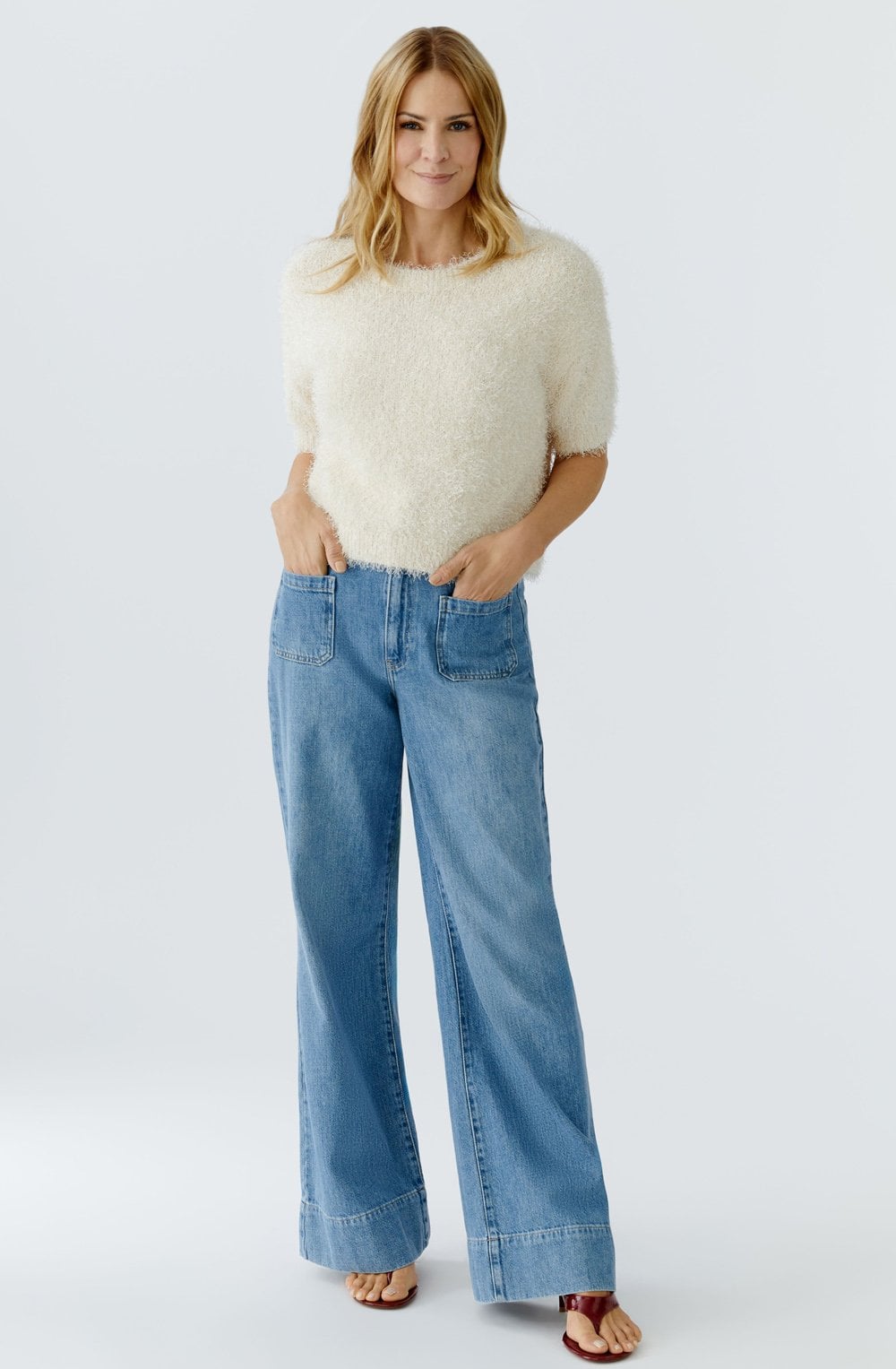 Whitecap Grey Short Sleeve Eyelash Jumper