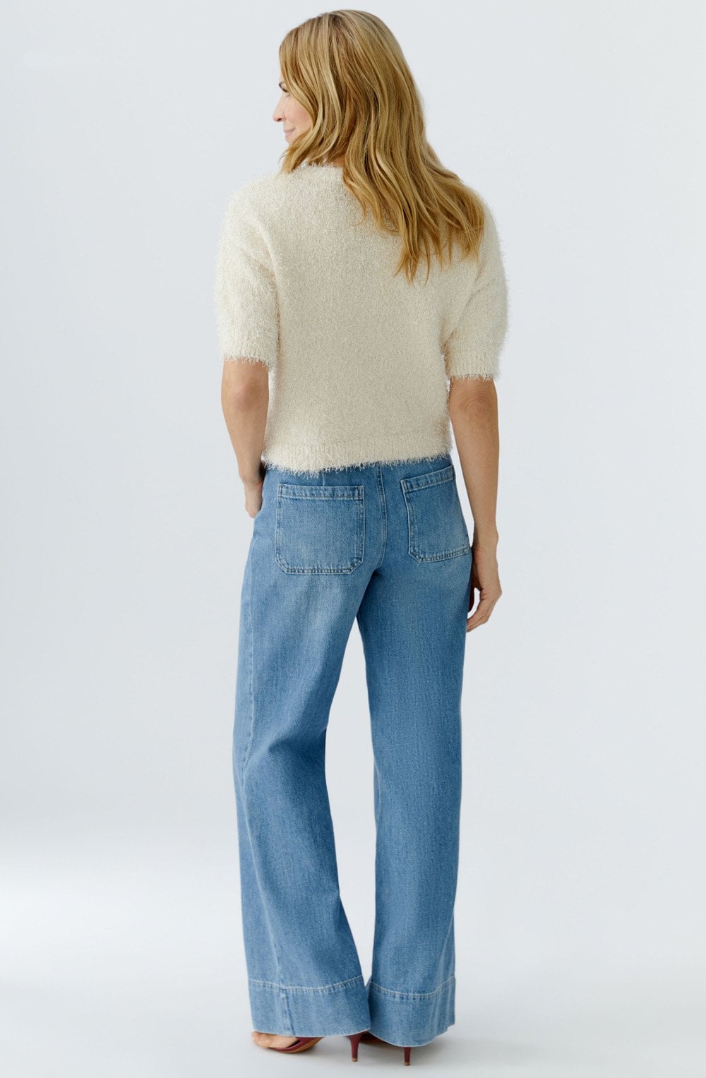 Whitecap Grey Short Sleeve Eyelash Jumper