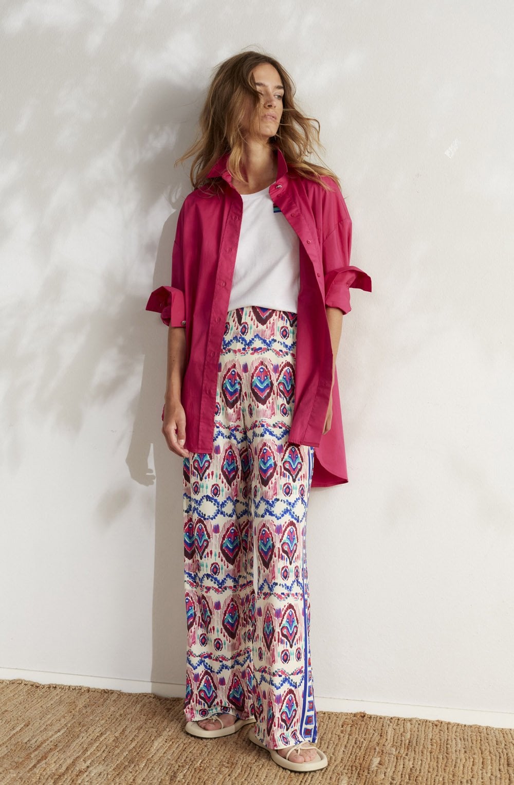 Wide Leg Aztec Print Trousers