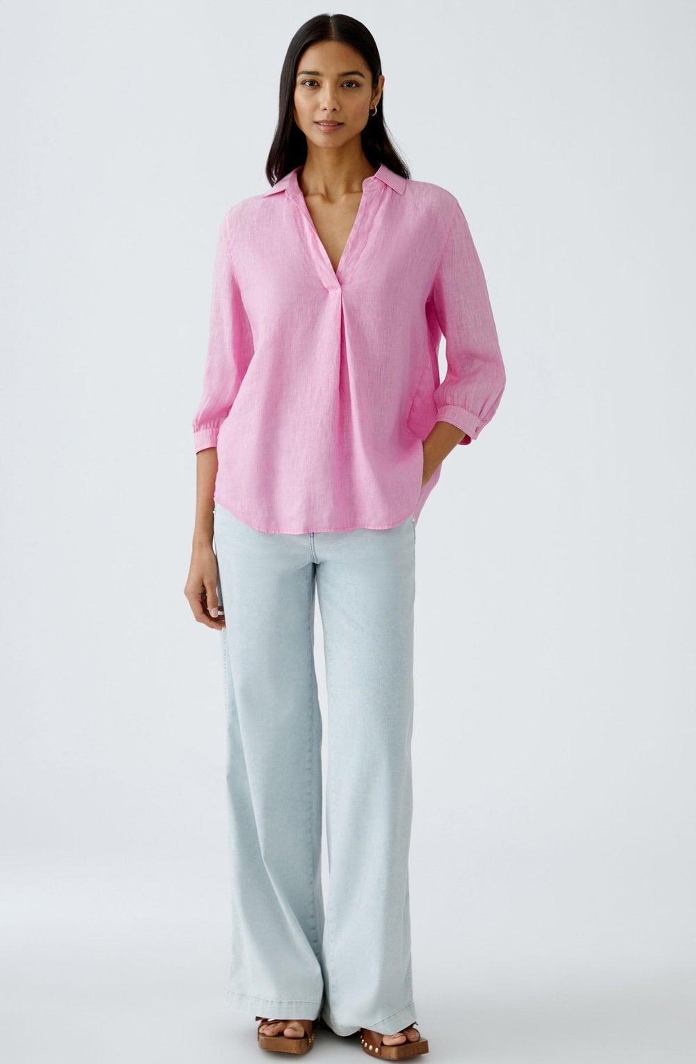 Wild Orchid Collared Linen Blouse