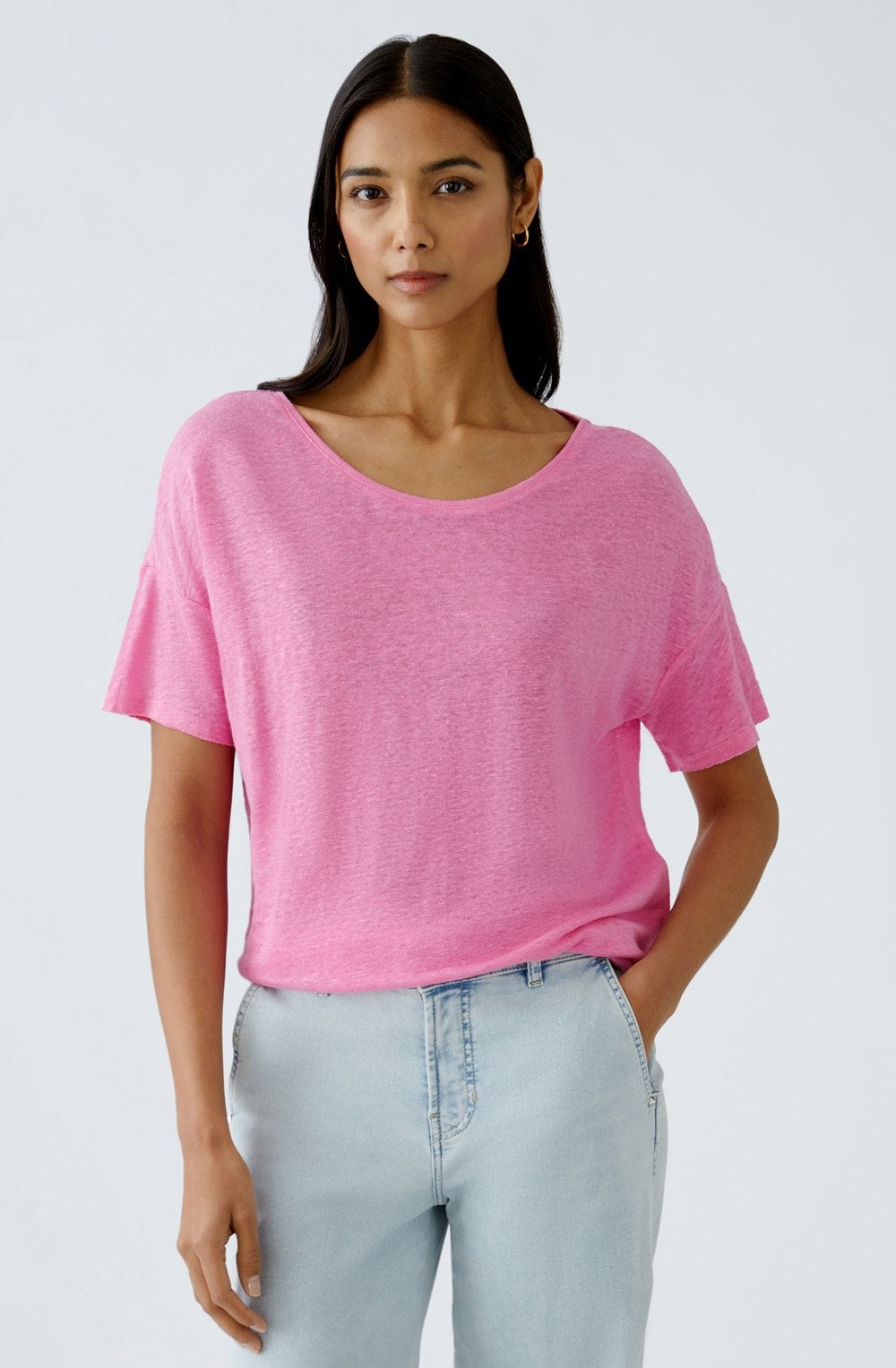 Wild Orchid Linen Round Neck T Shirt