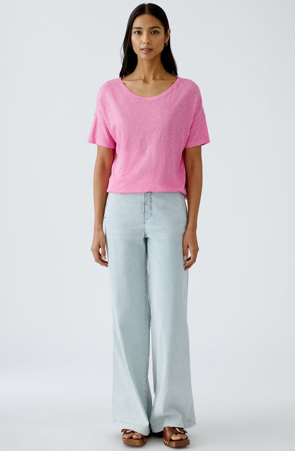 Wild Orchid Linen Round Neck T Shirt