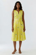 Yellow and Stone Lemon Sleeveless Midi Dress
