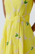 Yellow and Stone Lemon Sleeveless Midi Dress