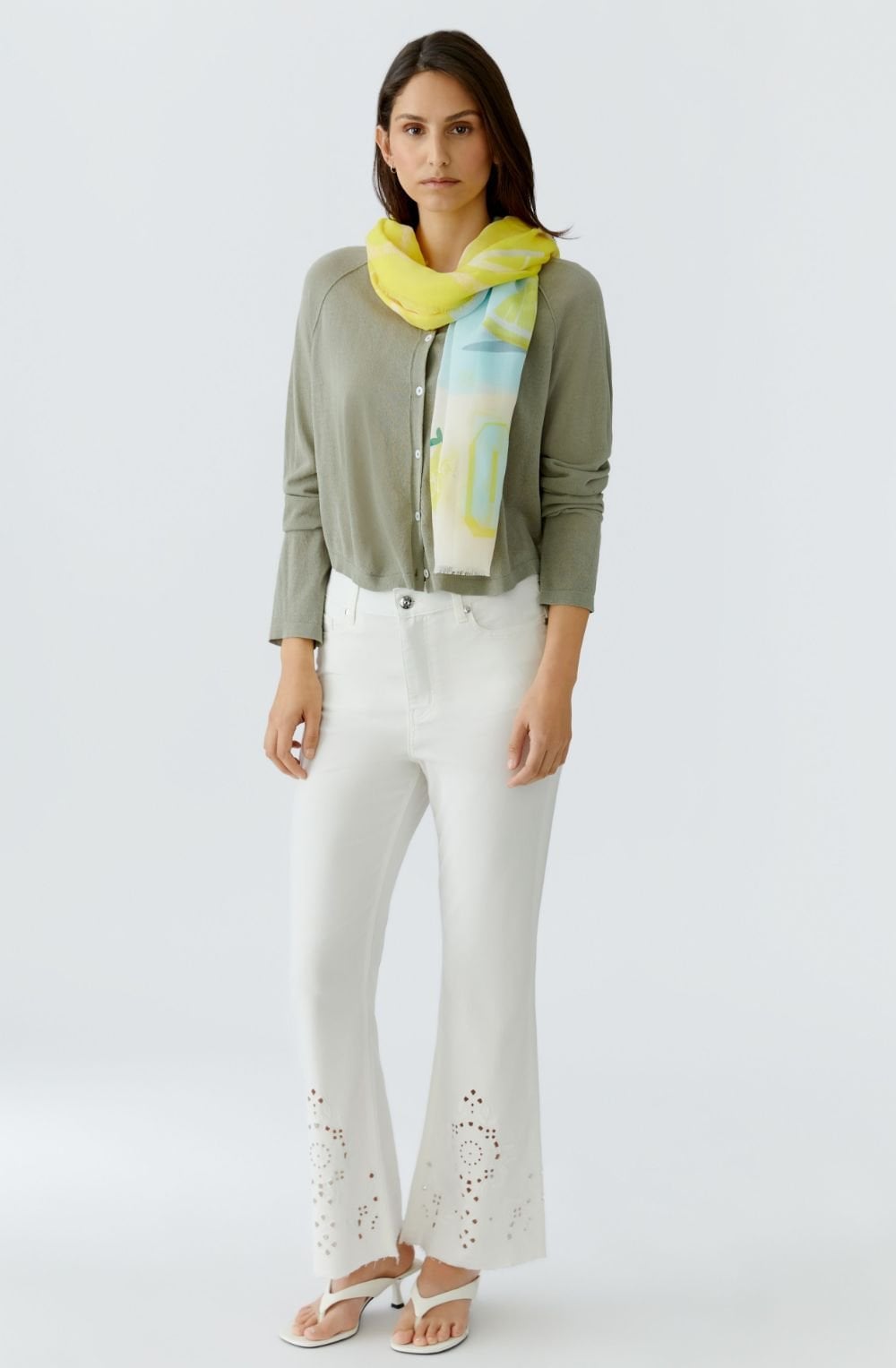 Yellow Green Lemon Print Scarf