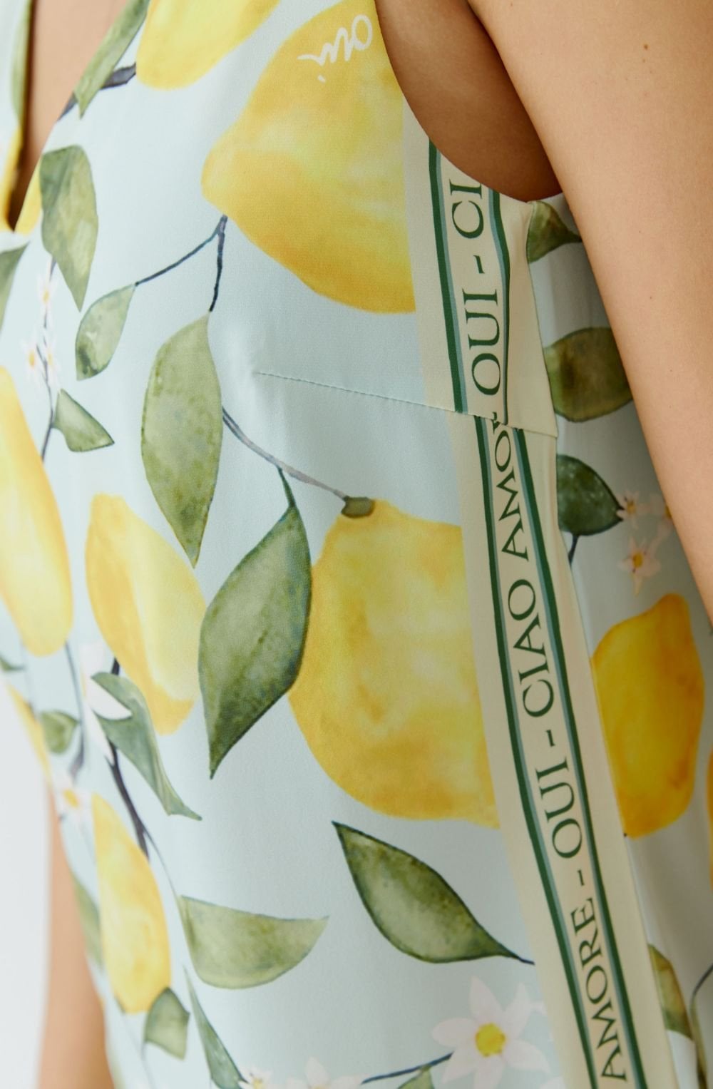 Yellow Lemon Print Silk Touch Sleeveless Top