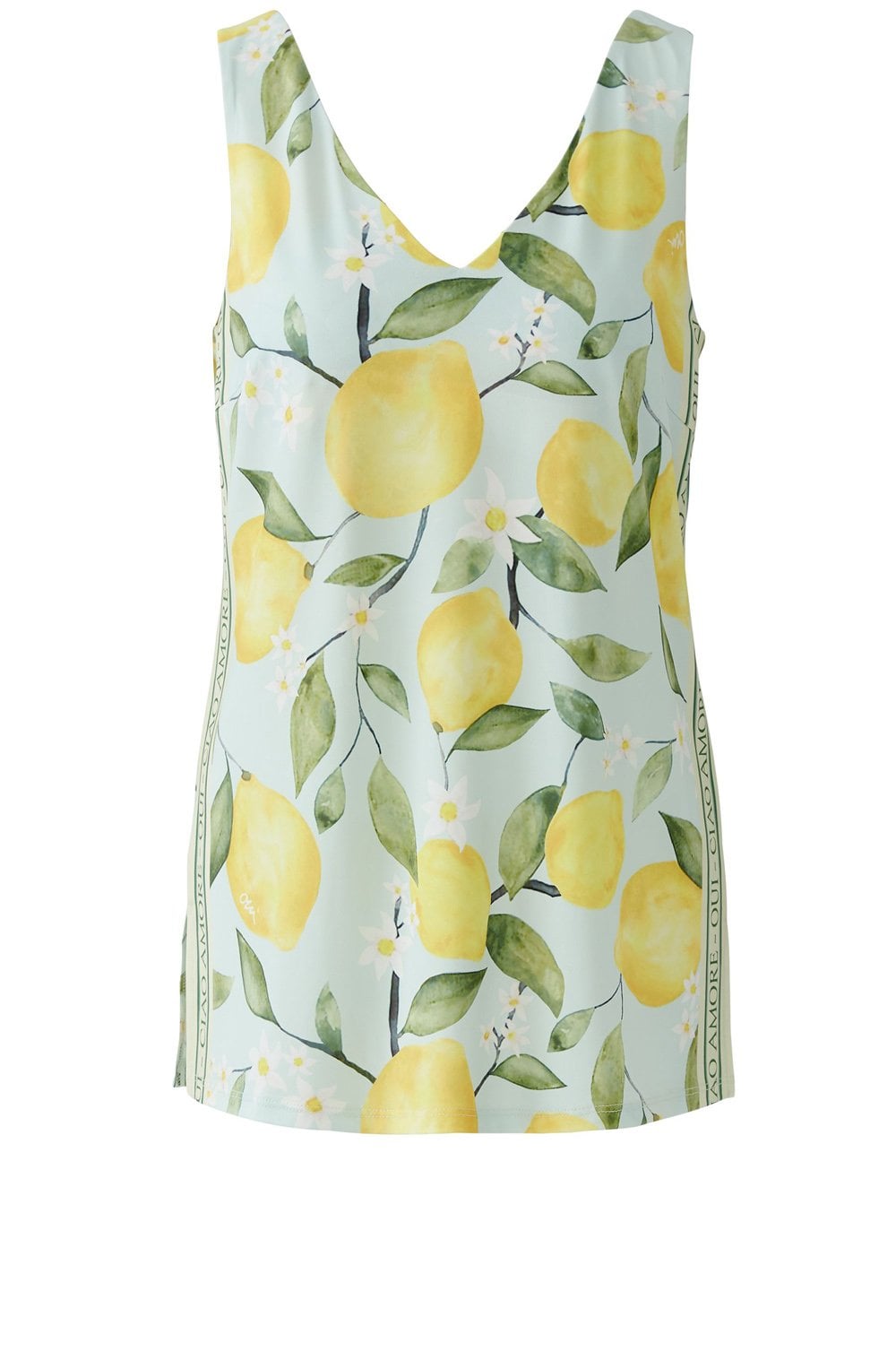Yellow Lemon Print Silk Touch Sleeveless Top
