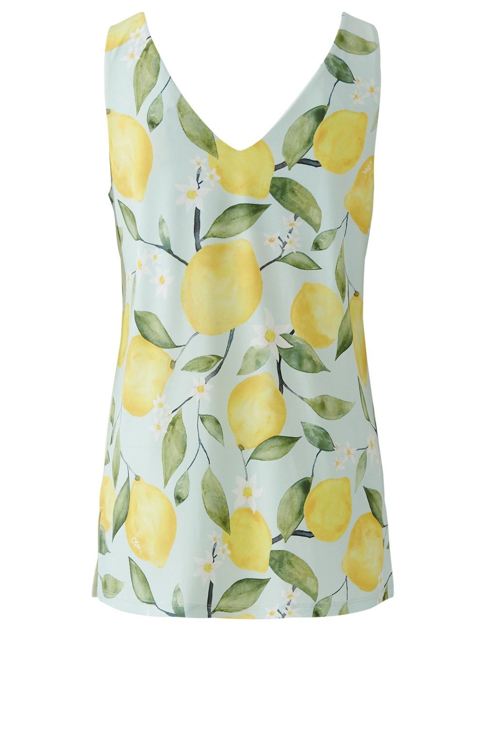 Yellow Lemon Print Silk Touch Sleeveless Top