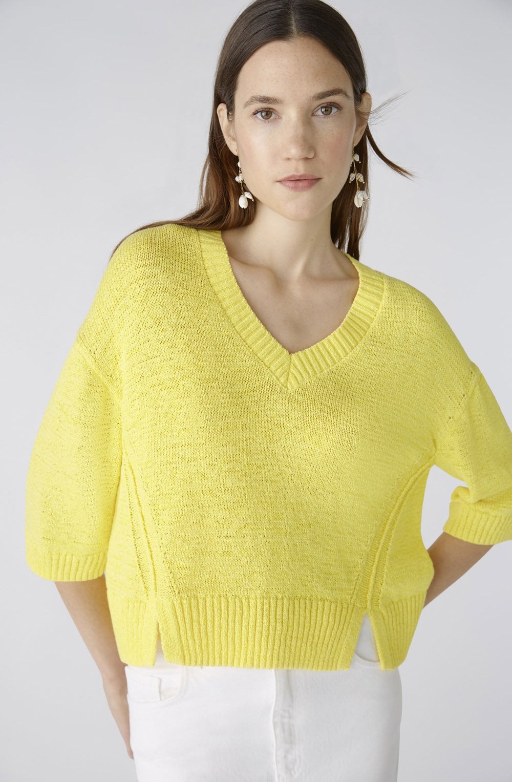Yellow Ribbon Knitted V Neck Top