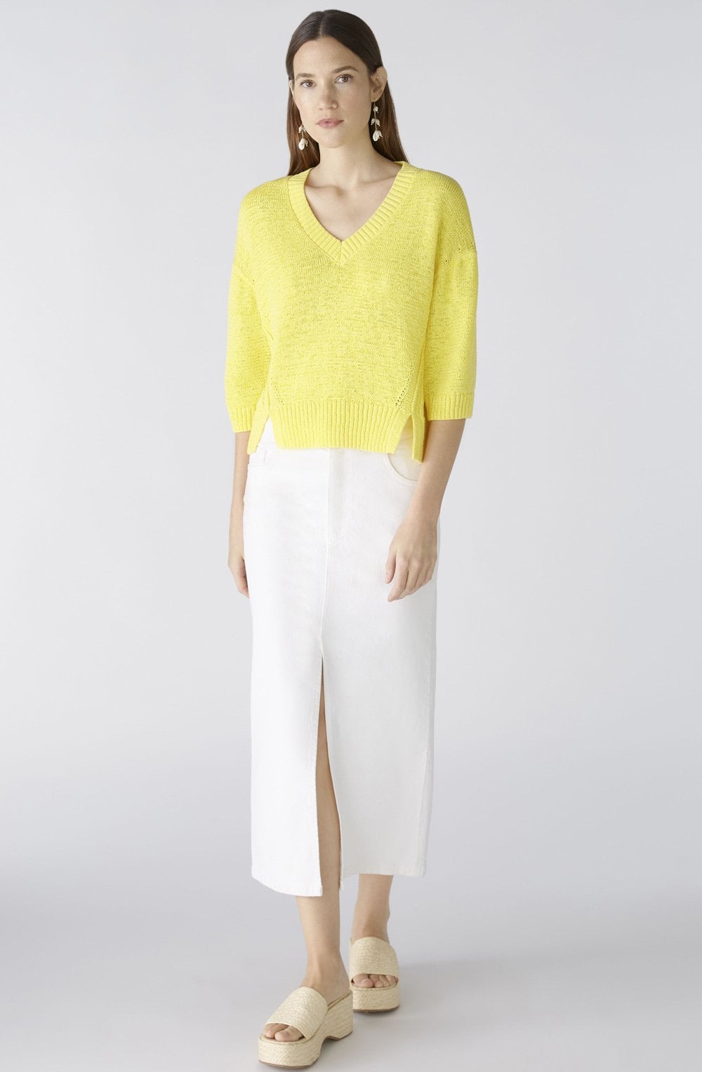 Yellow Ribbon Knitted V Neck Top