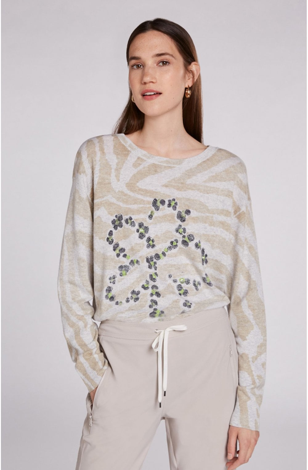 Zebra Print Floral Design Jumper