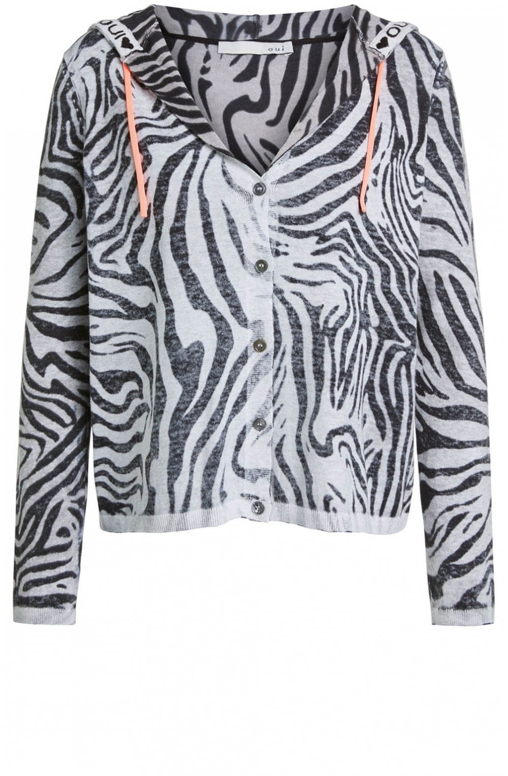 Zebra Print Hooded Cardigan