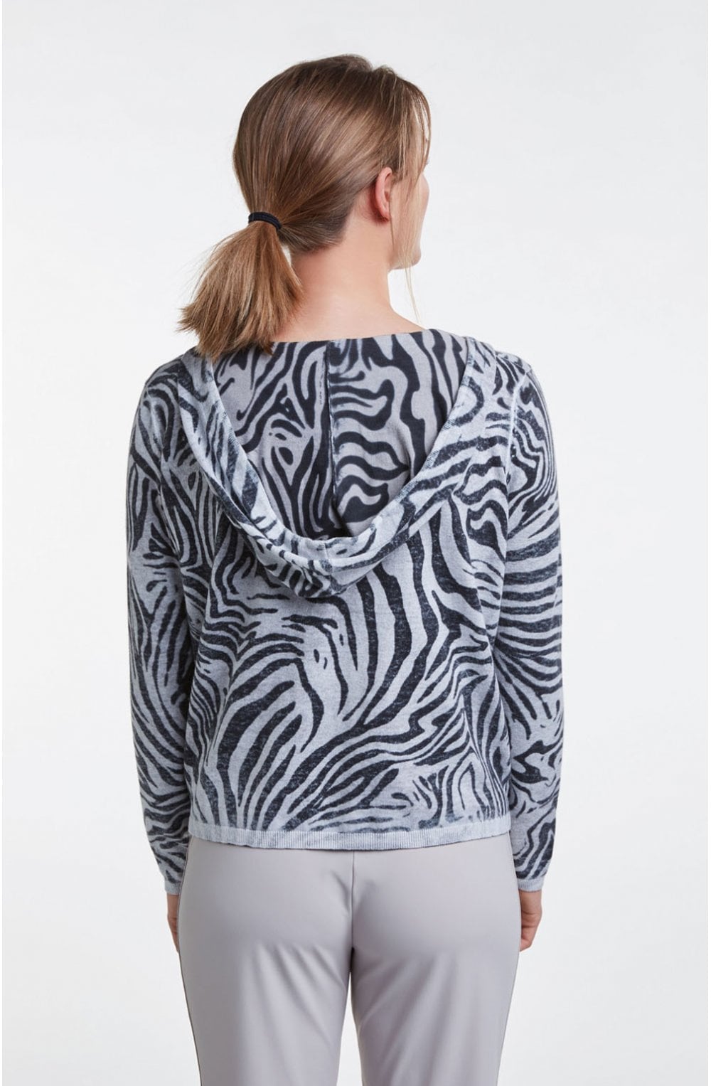Zebra Print Hooded Cardigan