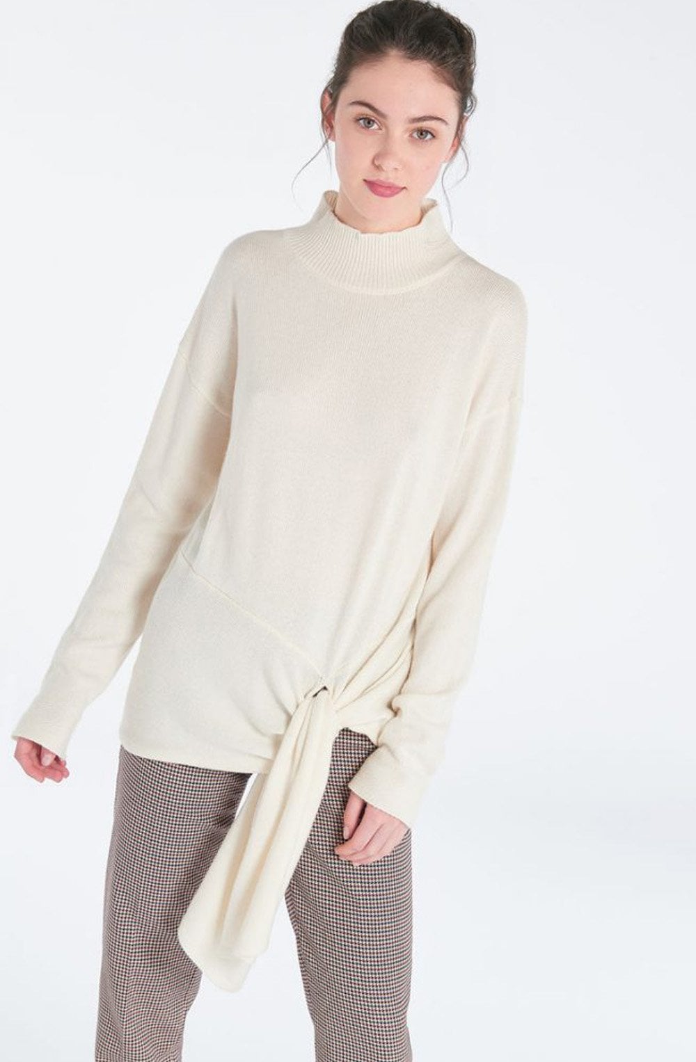 Off Draped Hem Sweater
