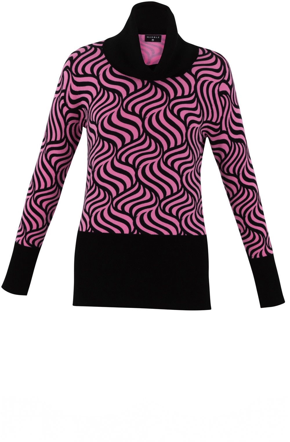 Pink and Black Marbled Roll Neck Jumper
