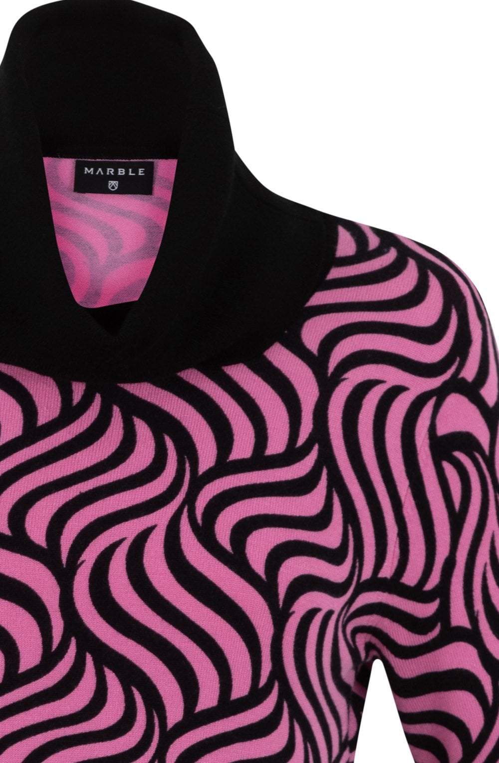 Pink and Black Marbled Roll Neck Jumper