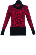 Red and Black Marbled Roll Neck Jumper