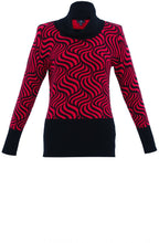 Red and Black Marbled Roll Neck Jumper
