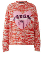 Red and White J'Adore Oui Tasseled Jumper