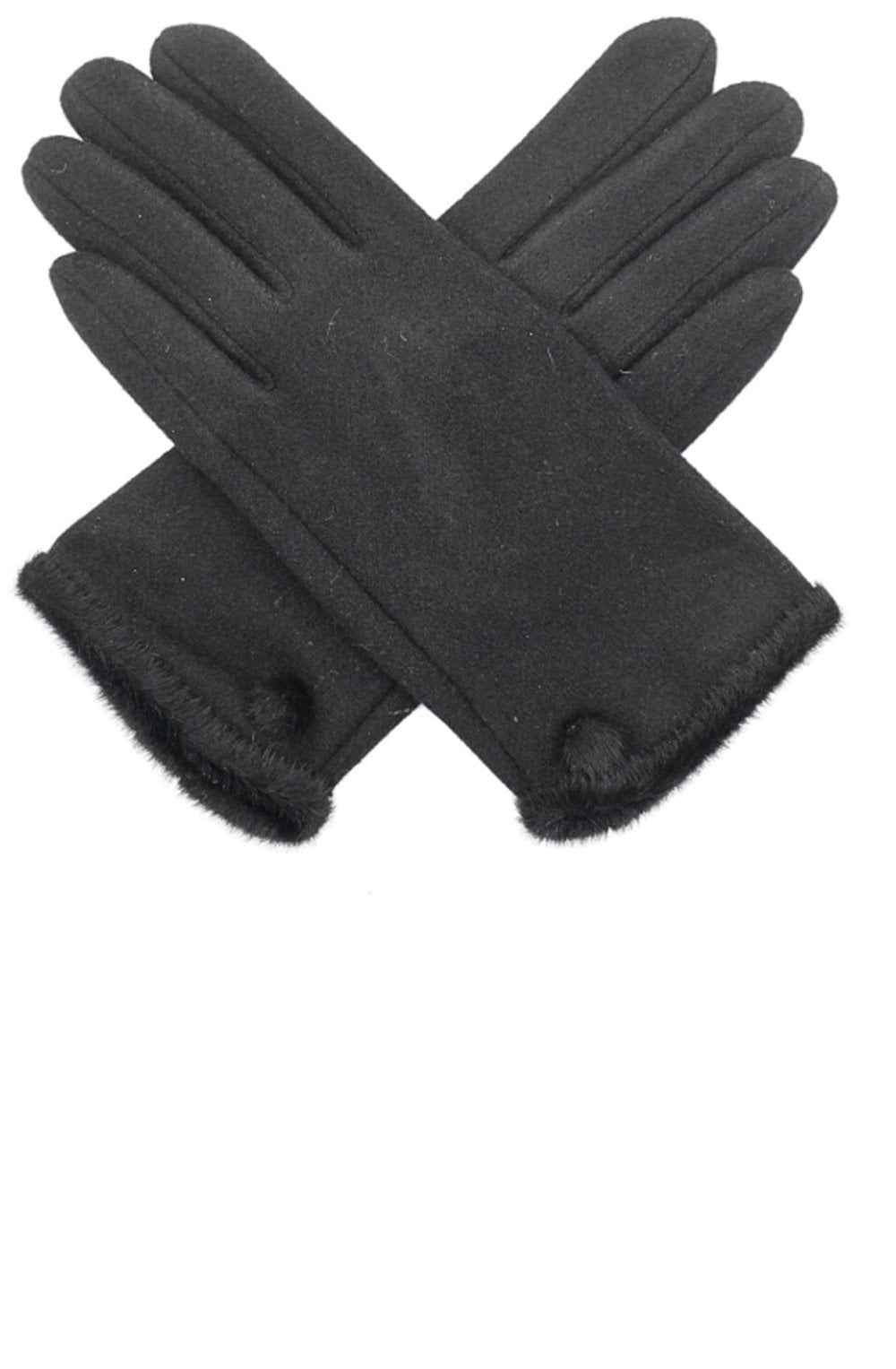 Black Faux Fur Trimmed Gloves
