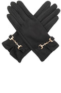 Black Suede Effect Snaffle Gloves