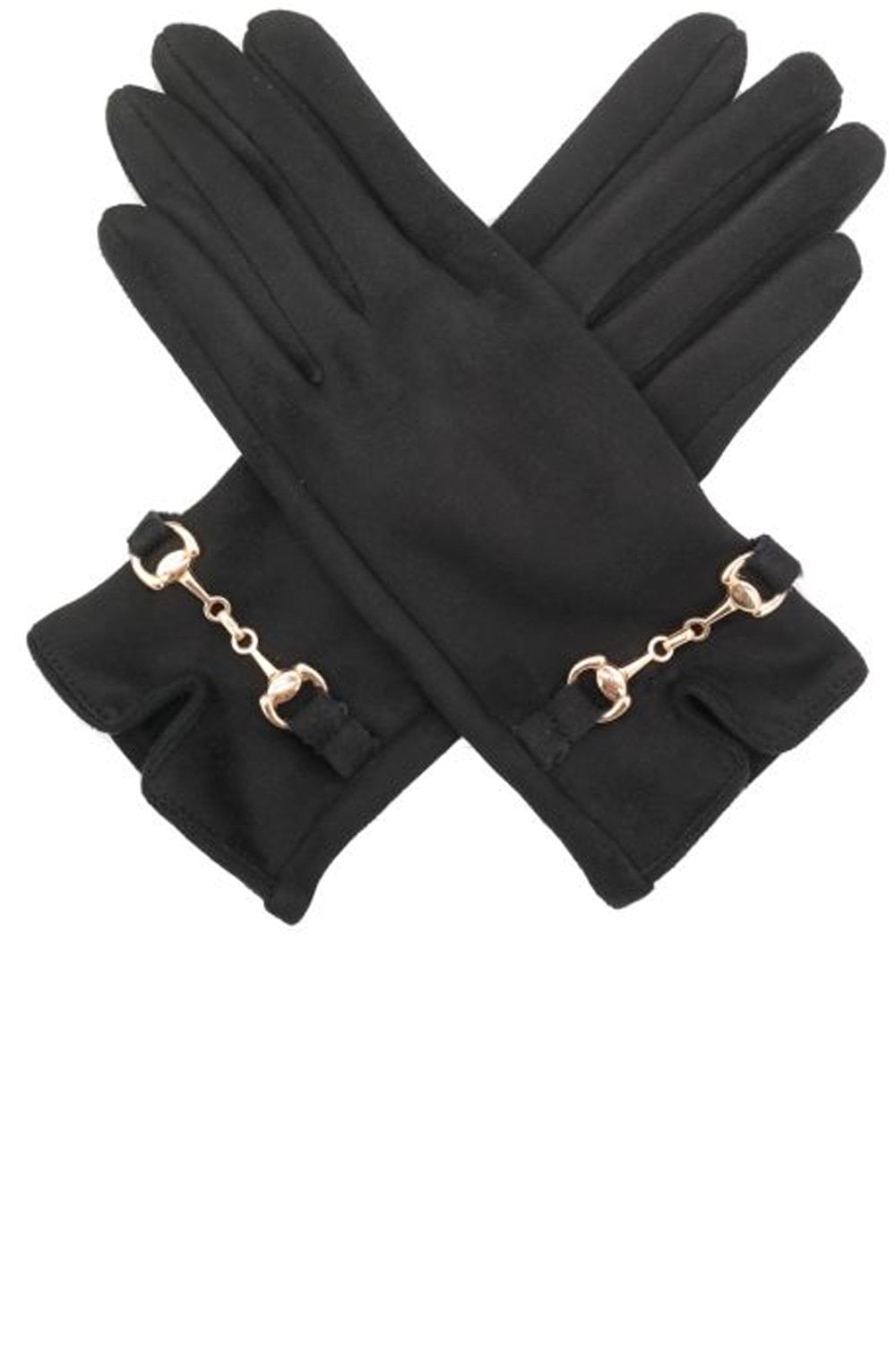 Black Suede Effect Snaffle Gloves