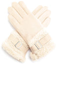 Cream Suede Effect and Teddy Trim Gloves