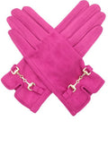 Fuchsia Suede Effect Snaffle Gloves
