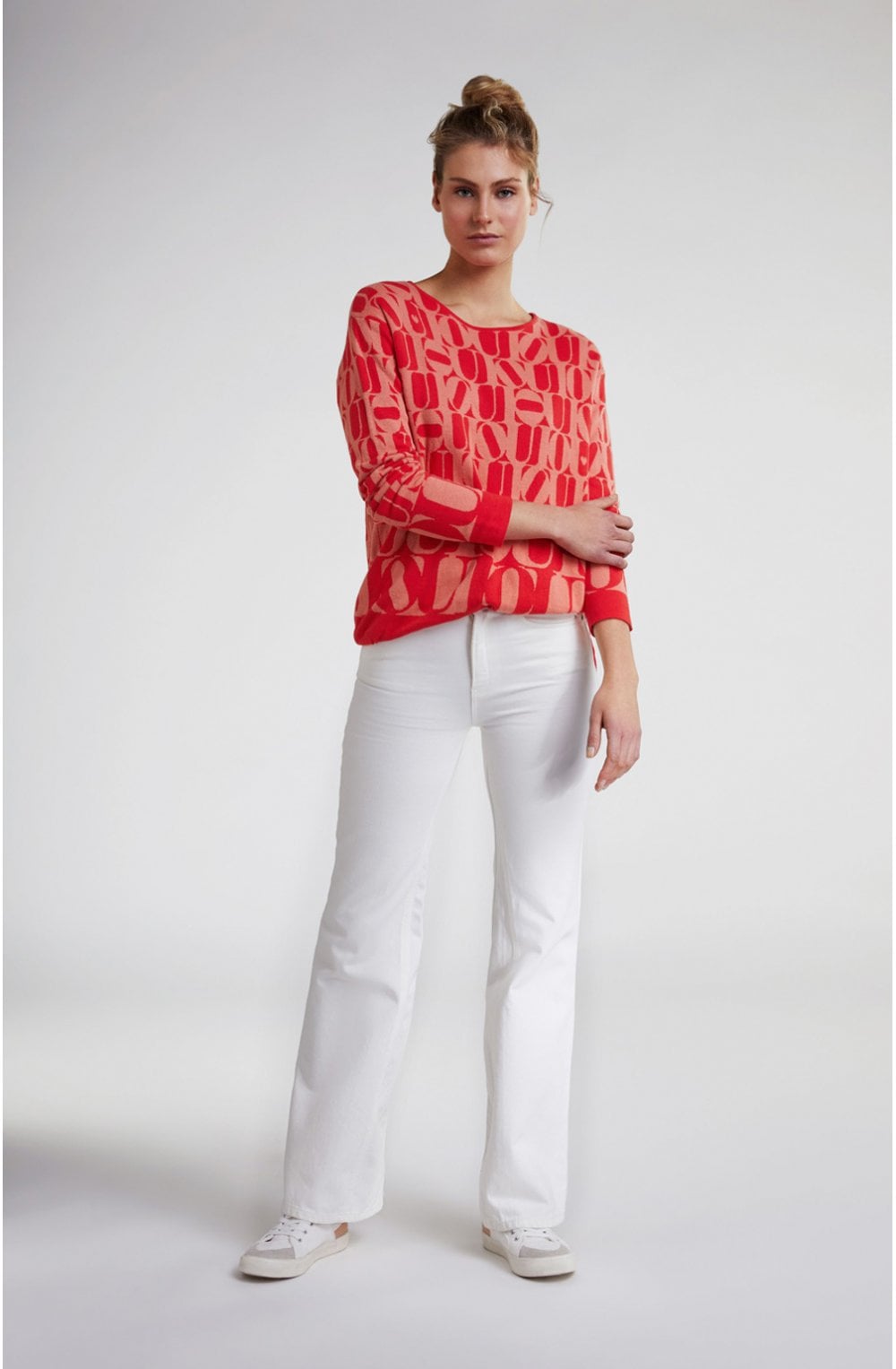 Red Oui Print Knit Jumper