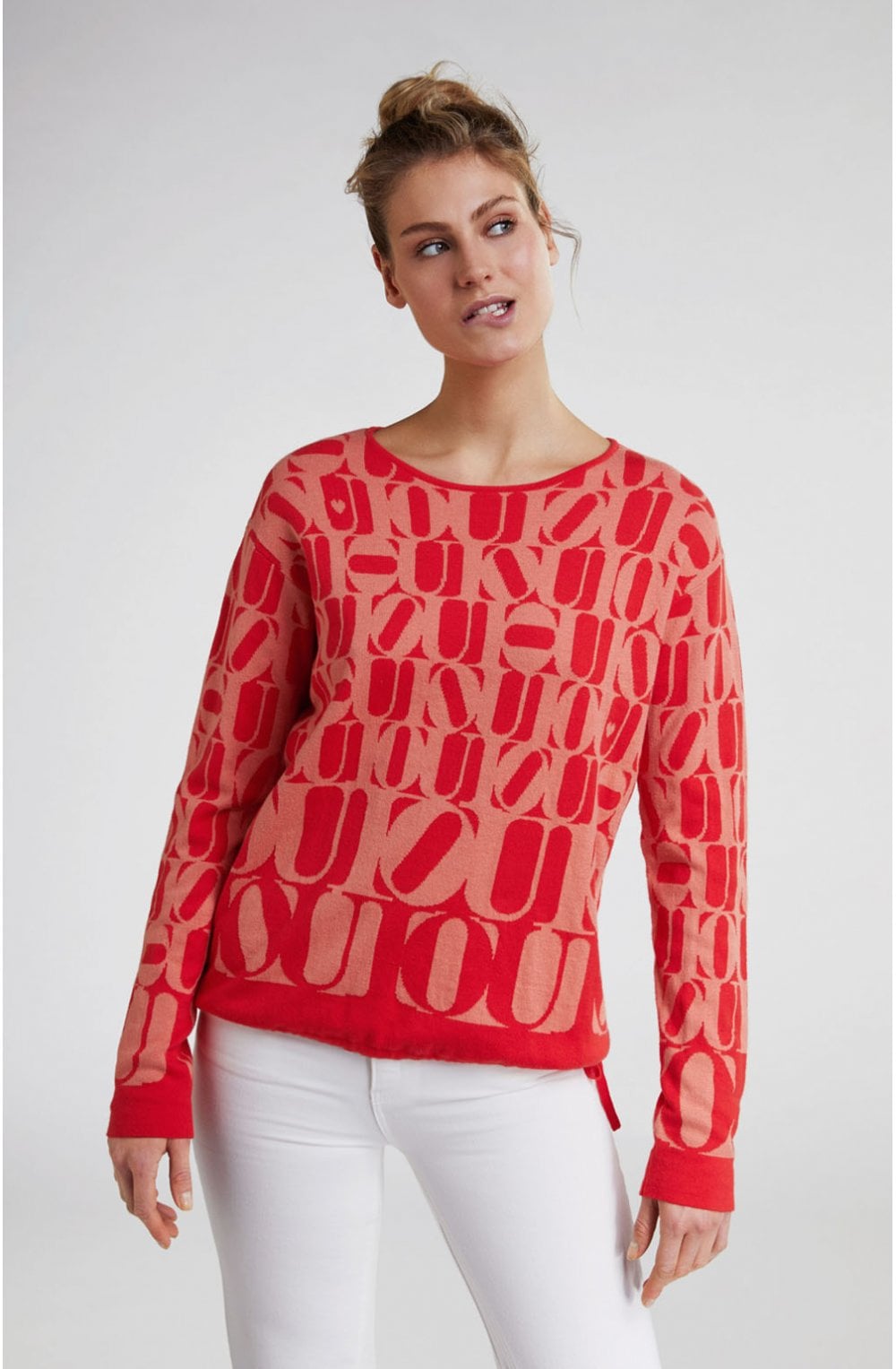 Red Oui Print Knit Jumper