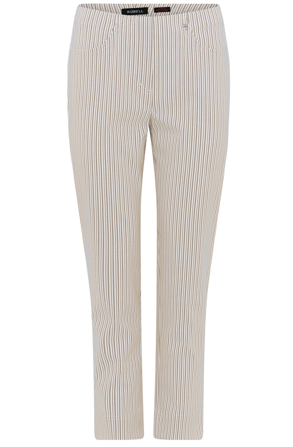 Bella Beige Stripe ankle Grazer Trousers
