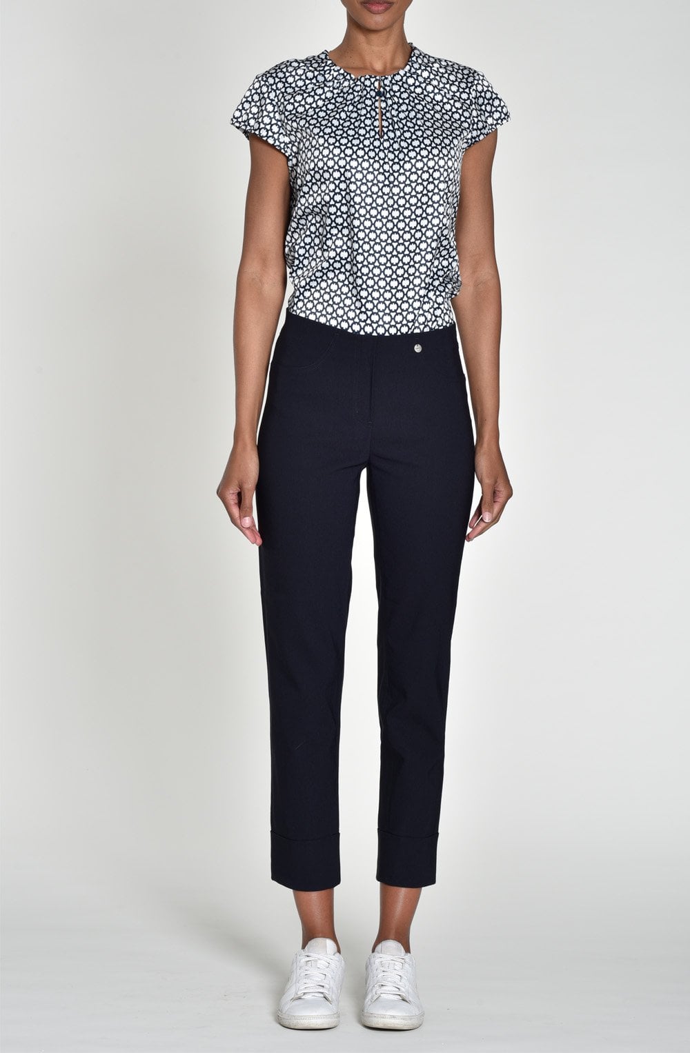 Bella Navy ankle grazer Trousers