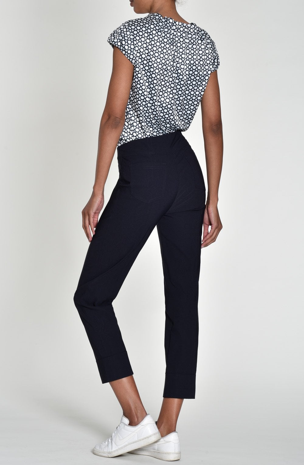 Bella Navy ankle grazer Trousers