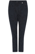 Bella Navy Floral Jacquard Trousers
