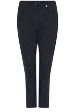 Bella Navy Floral Jacquard Trousers