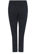 Bella Navy Floral Jacquard Trousers