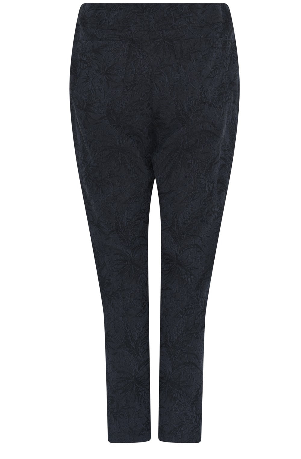Bella Navy Floral Jacquard Trousers