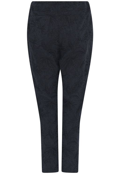 Bella Navy Floral Jacquard Trousers