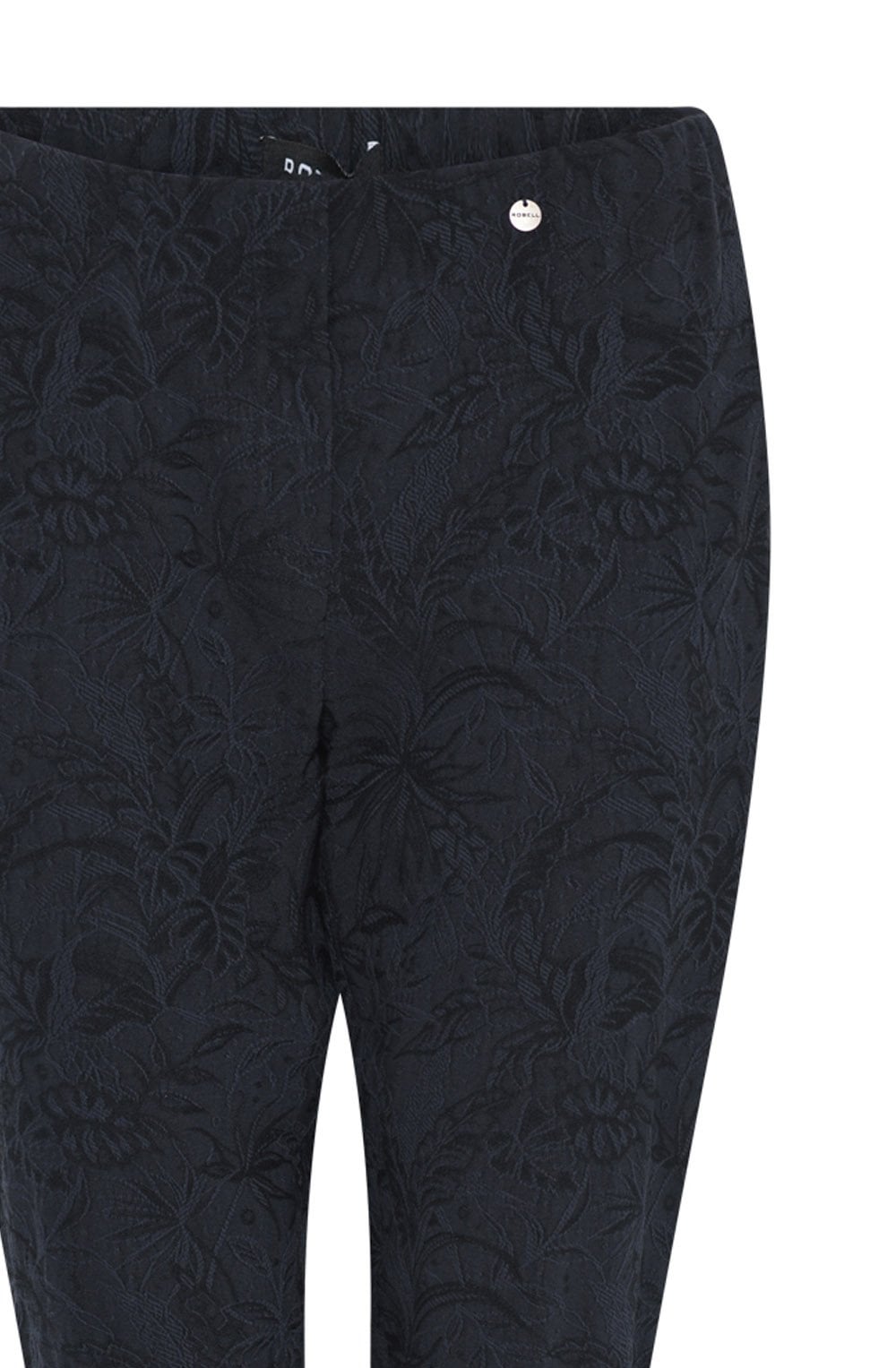 Bella Navy Floral Jacquard Trousers