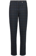 Bella navy Tartan Check Trousers