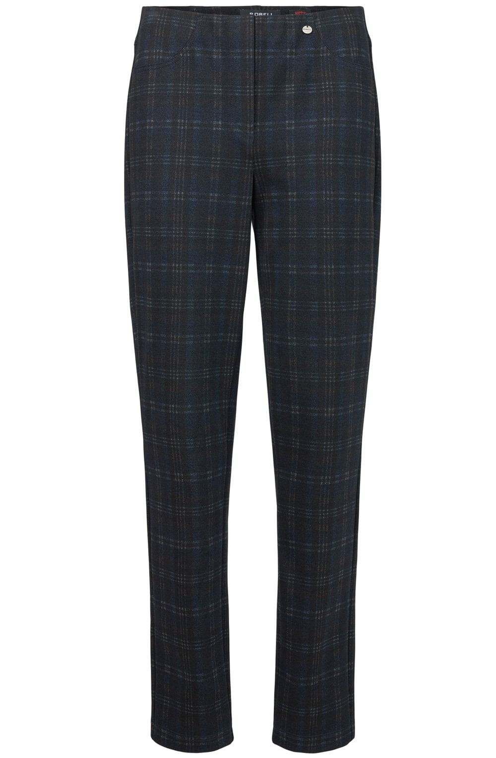 Bella navy Tartan Check Trousers