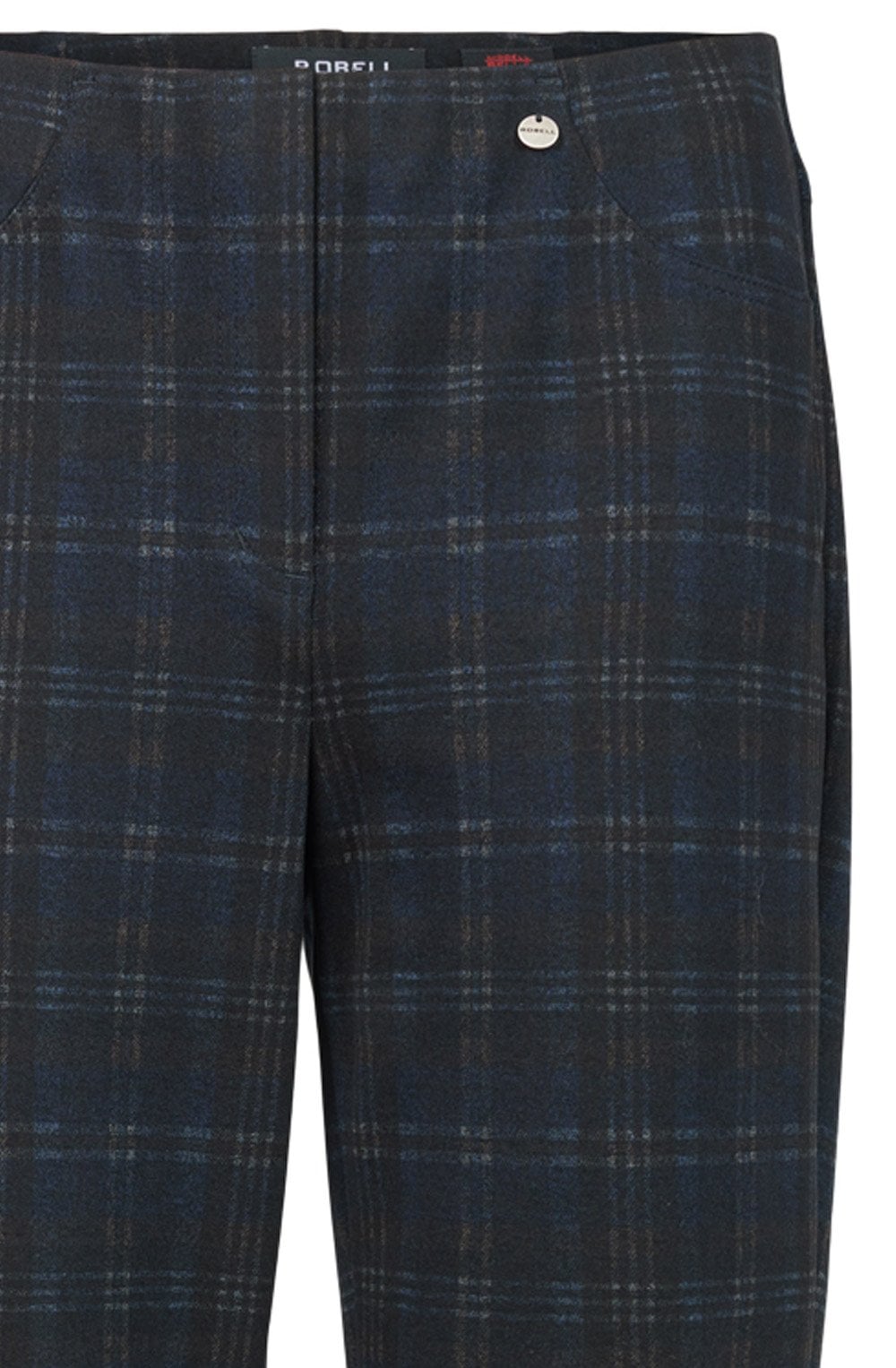 Bella navy Tartan Check Trousers