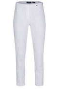 Bella White Floral Jacquard Trousers