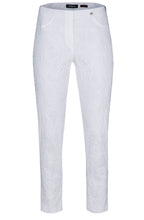 Bella White Floral Jacquard Trousers