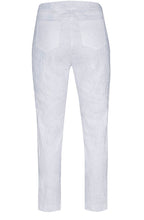 Bella White Floral Jacquard Trousers